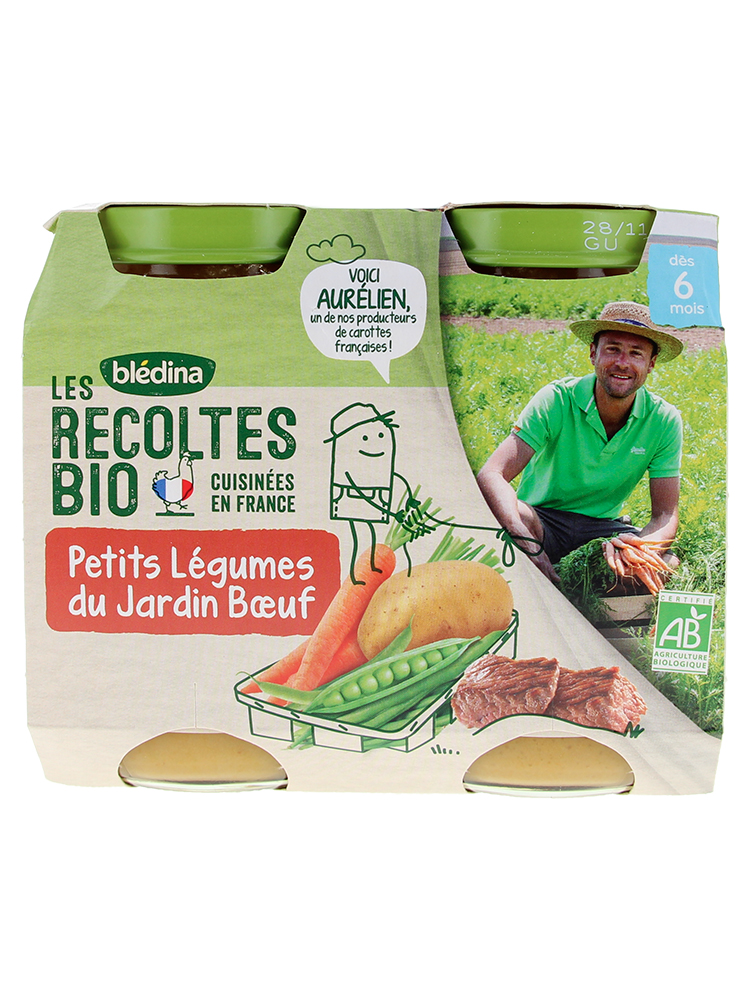 Les Récoltes Bio Petits Légumes du Jardin Bœuf dès 6 Mois 2 POTS